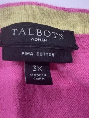 Talbots pink cotton long sleeve cardigan sweater size 3x